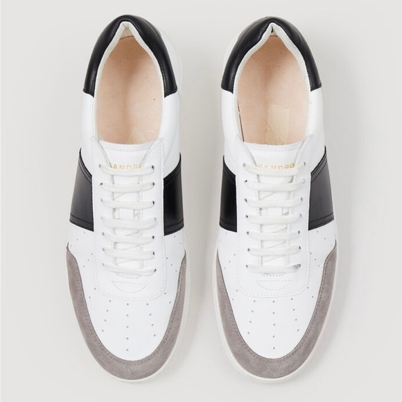 Sandro Two-Tone Leather Sneakers - Picture 2 of 9